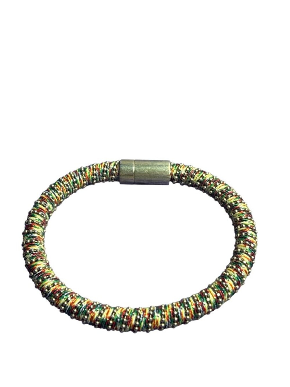 Multicolor Thread Goldtone Bracelet Magnetic Clasp 6 inches